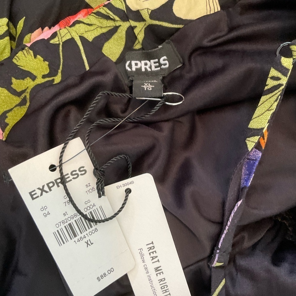 Express Floral Empire Waist Crinkle Midi Dress Sz XL - Picture 5 of 7